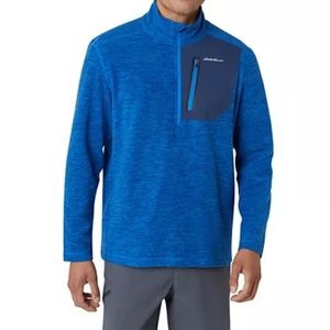 Eddie Bauer Cloud 1/4 Quarter Zip Royal Blue Fleece Pullover Top Mens XL NEW